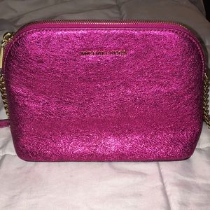 Michael Kors Leather Crossbody Chrome Hot Pink